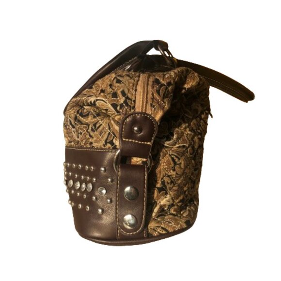 Rustic Couture medium maximalist  studs quilted handbag satchel bag - Picture 5 of 16